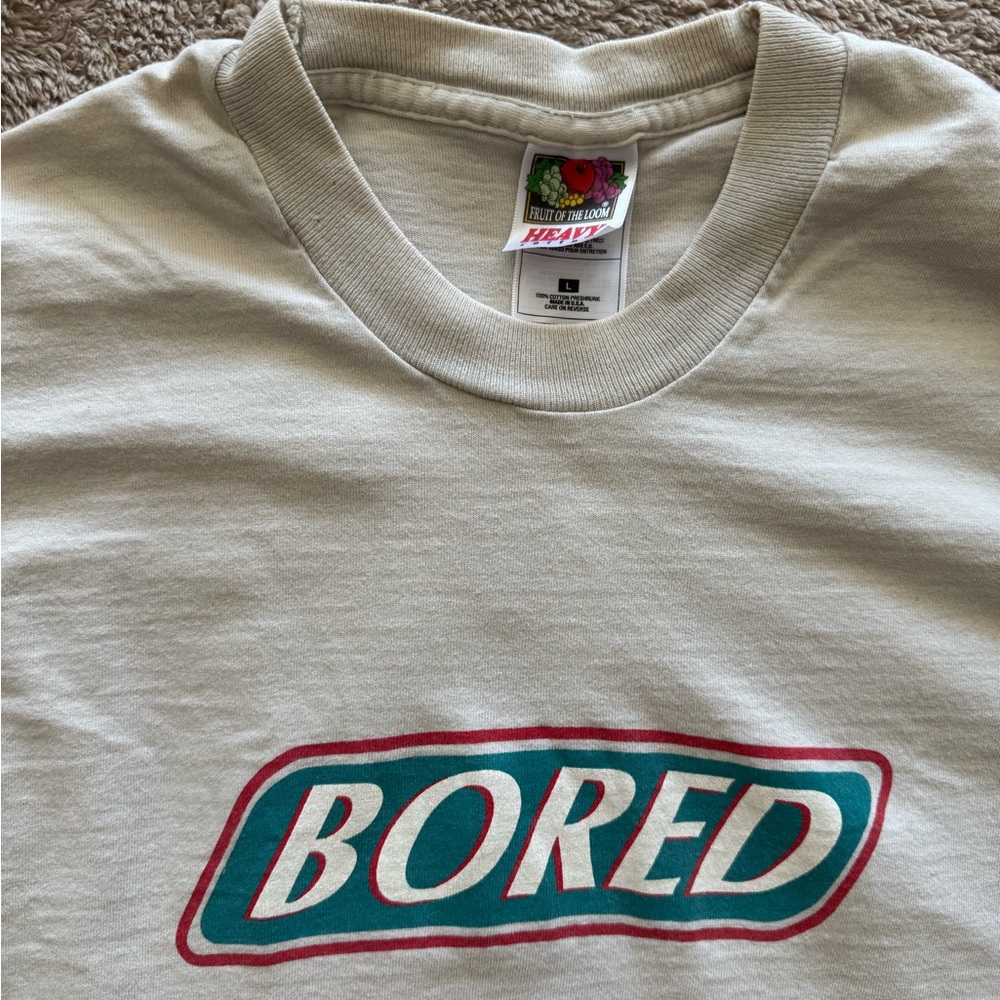 Fruit of the Loom Heavyweight Graphic Vintage “Boring” Tee - Large (runs LONG)
